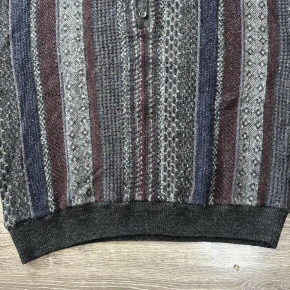 VTG Knitted Coogi Style Sweater Mens L Cooper Grand-pa Wool Pullover 90s Retro - Picture 3 of 16